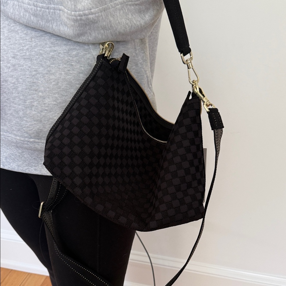 Rothy's Elegant Black Checkered Crossbody Bag - Picture 2 of 4